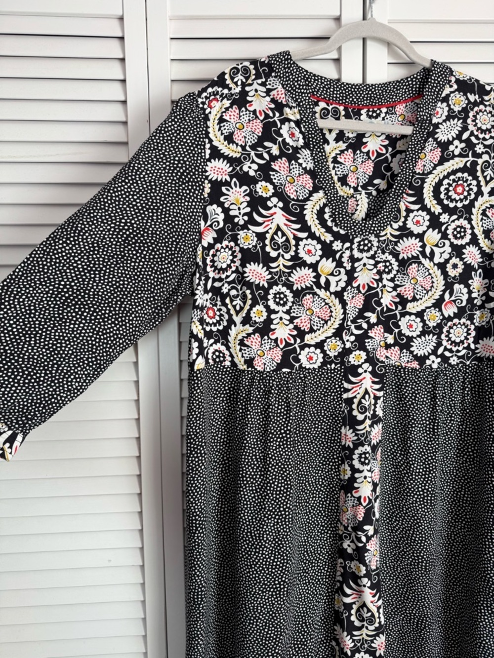 Boden Mollie Floral Paisley Polka Dot V-Neck Tunic Dress Boho Size 16 (XL) - Picture 3 of 9